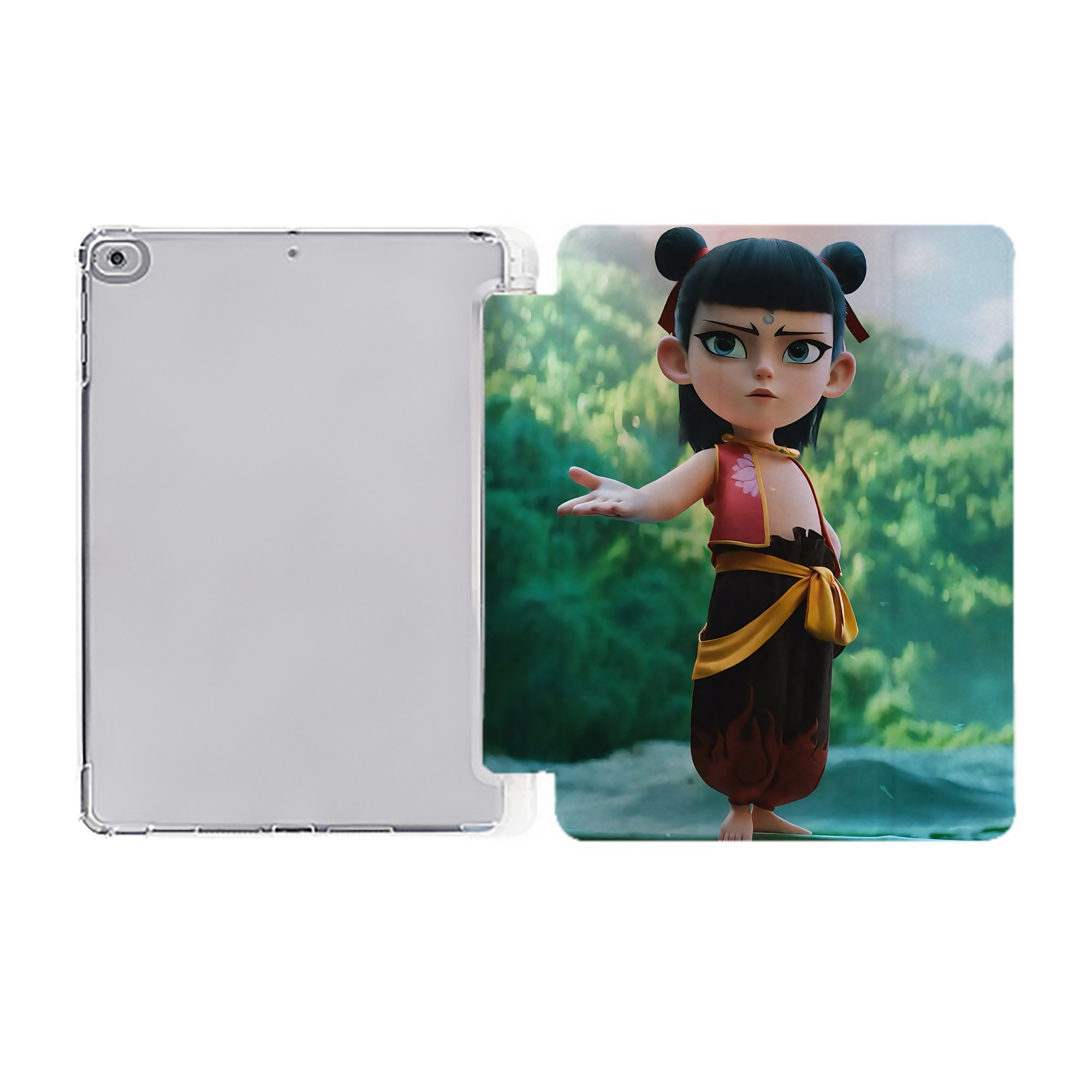 （画像用） Ne Zha 2 ナタ 魔童の大暴れ IPad ケース ペン収納付き 三つ折りスタンド PUレザー×シリコン 対応機種9.5/10.5/10.9インチ